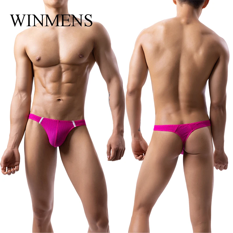 

Adult T-back Thongs Underwear Mesh Breathable Jockstraps Candy Colors Cut-outs Man Sexy T Panties Fishnet Seamless Gay G Strings