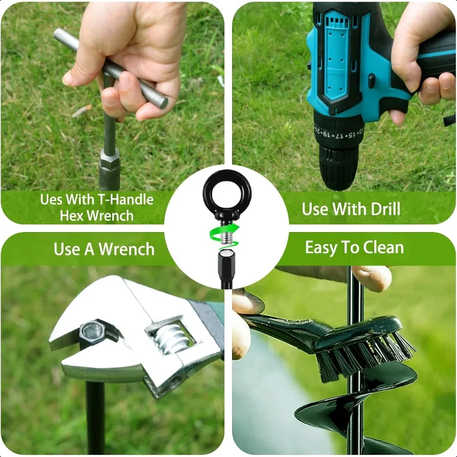 Vite di ancoraggio a terra in set di altalene per carichi pesanti da 18 pollici Kit di ancoraggio a terra Confezione da 6 pali per trampolino a terra a spirale Metallo ad alto vento Au