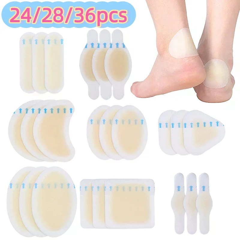 24 pçs blister emplastros invisível hidrocolóide gel blister bandagens almofada para calcanhar pé dedo do pé e guarda pele