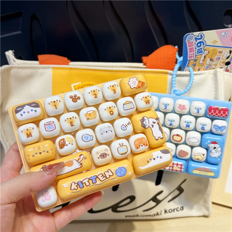 2026Animal Diary 26 Grids Stress Relief Simulation Keyboard Keychain Desktop Decoration Student Bag Ornament Toy Creative Gift