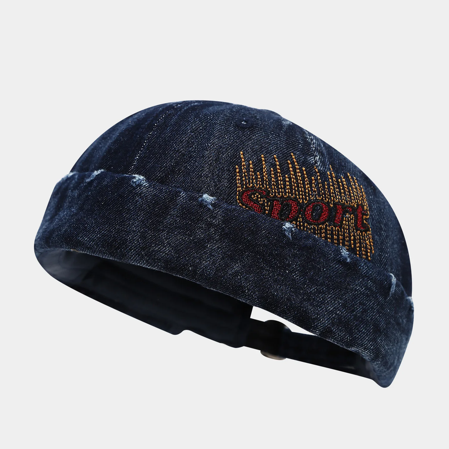 Vintage Washed Denim Brimless Hat for Men & Women Distressed Docker Cap Adjustable Casual Sailor Cap Skullcap Beanie Hat view 3