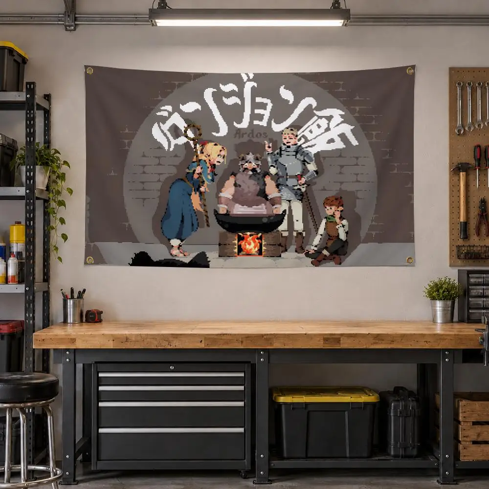 Anime Delicious in Dungeon Fantasy Flags Personalized Banner Flag Room Dorm Camping Picnic Garage Bar Outdoor Wall Decor