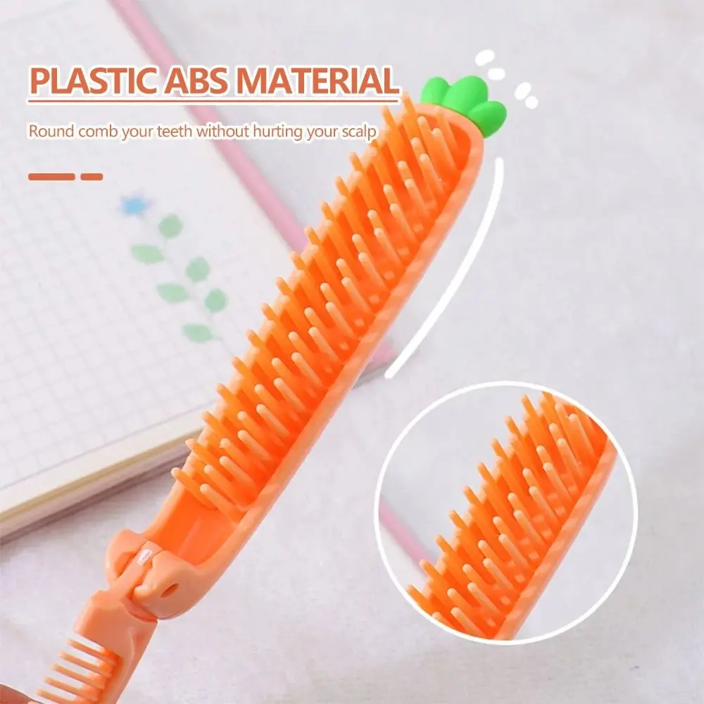 Portable Cartoon Foldable Hair Comb Carrot Detangling Folding Comb Hair Styling Professional Hair Brush Girls