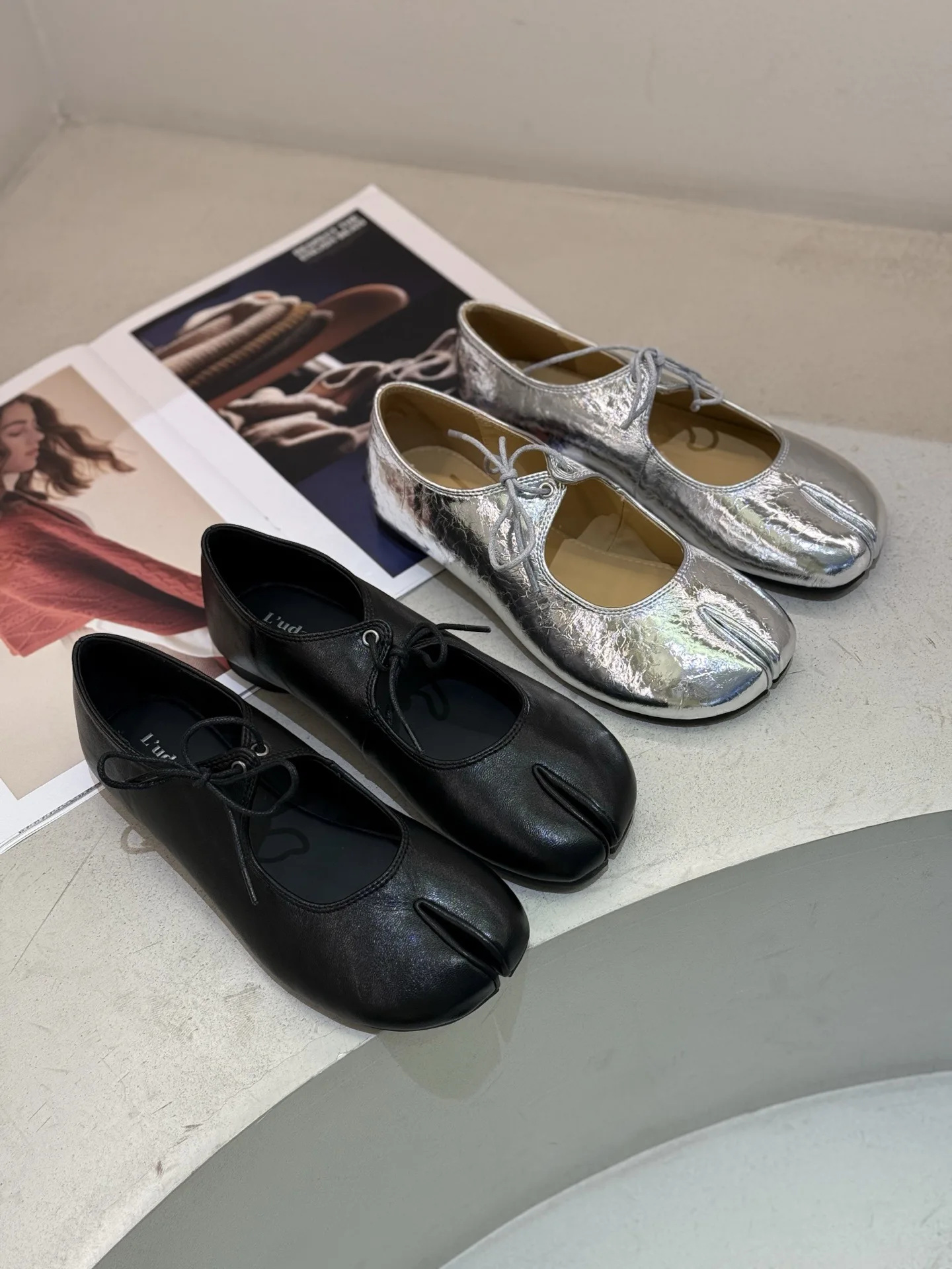 silver-genuine-leather-ballet-flat-shoes-women's-spring-2026-mary-janes-soft-bottom-slip-on-fashionable-casual-footwear