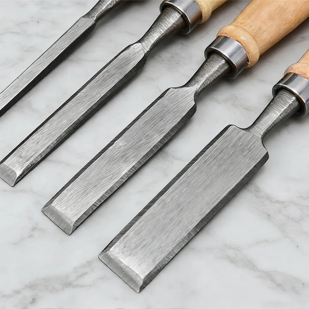 Carpentry Chisel Set Professional Manual Woodworking Flat Chisel Chrome Vanadium Steel Blade Solid Beech Handle Craft Tool