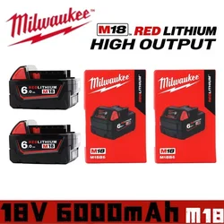 100% New Milwaukee M18 6.0Ah High Output Battery 18V Lithium-ion Rechargeable for Milwaukee M18 Cordless Power Tools 6Ah Battery