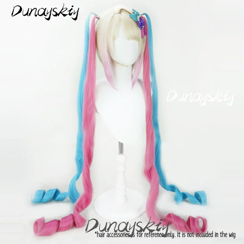 Pink & Blue Ribbon Wig + Gaming-Themed Outfit | Ideal for Anime Expo, Live Streamer Events Costumized Outfit