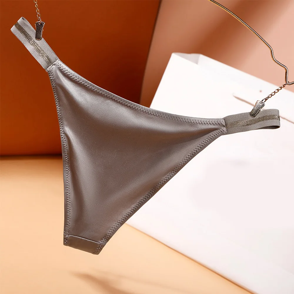 Dessous Damen Unterwäsche Niedrige Taille Bikini Glänzender Gürtel Verlockende Slips Eis Seide Tanga Sexy T-Back G-string Frauen Höschen