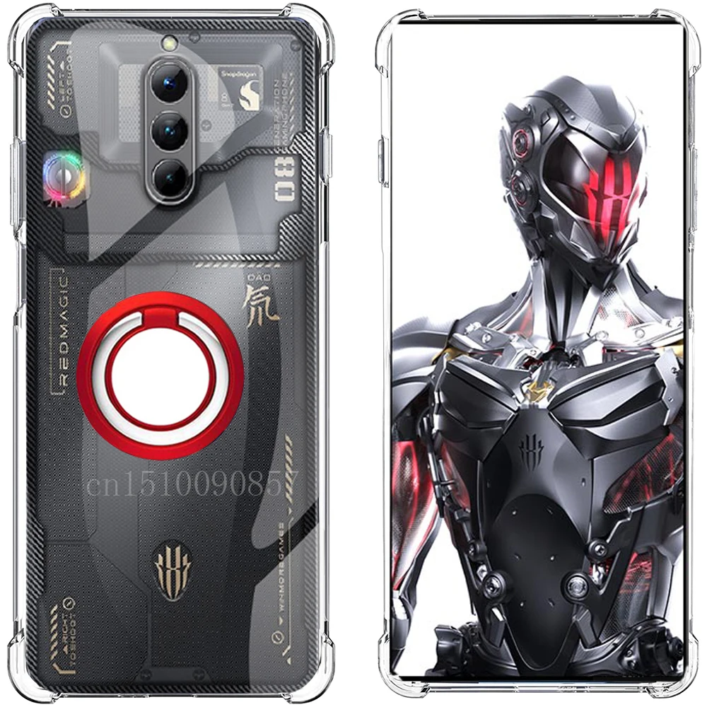 حافظة الخاتم للهاتف الأحمر Magic8 8S 8 Pro الزاوية المقواة لينة من البولي يوريثان غطاء شفاف مقاوم للصدمات ل ZTE nubia الأحمر ماجيك 8 برو زائد