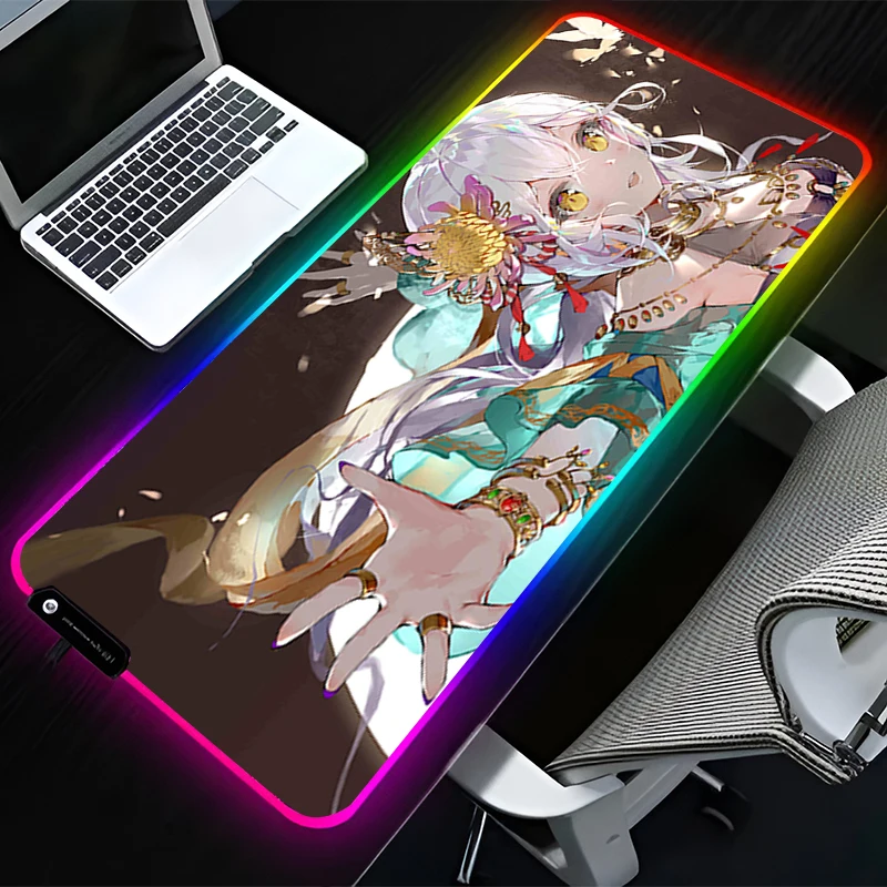 

RGB LED Mouse Pad Rubber Mousepad Computer Gaming Accessories Keyboard Pad Office Chinese Style Girl Decoracion Desk Mouse Mat