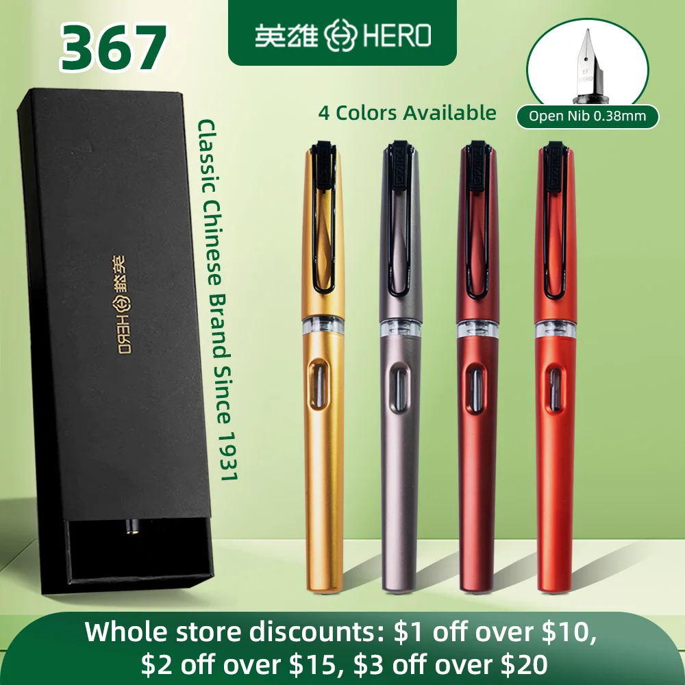 

Hero 367, 4-цветная перьевая ручка, 0,5 тонкого пера, легкий матовый корпус ручки, гладкое письмо для студентов, офиса, ежедневного использования