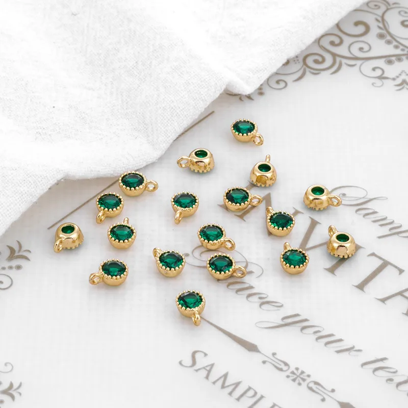 

14k Gold Accessories Package Zircon Small Pendant 5mm Handmade Material Jewelry Accessories Bracelet Necklace Earrings