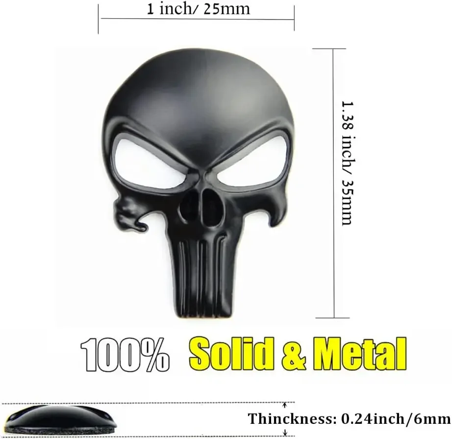 Tactical Skull 3D Solid Metal Stickers - Suitable for Air Gun AR15 M4 M16 1911 Glock G17 G19 G22 G43X