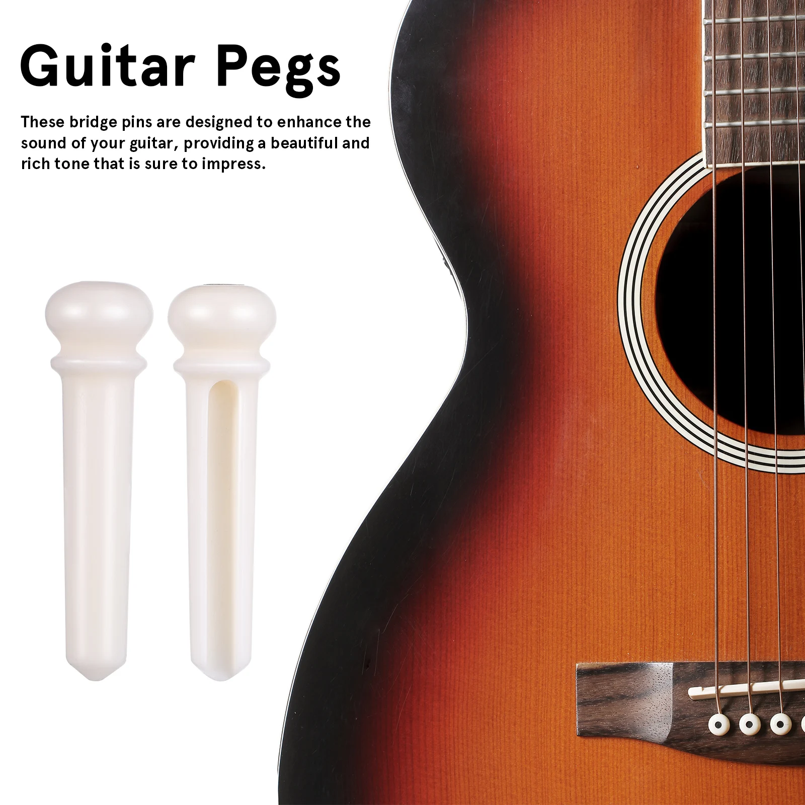

6Pcs Guitar Bridge Pins Bone Material Sturdy Acoustic Guitar String Pegs for Sound Enhancement Acoustic String Pegs
