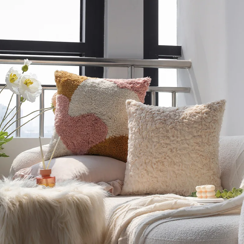 YJQ ruffled throw pillow living room sofa cushion pink bedside pillow