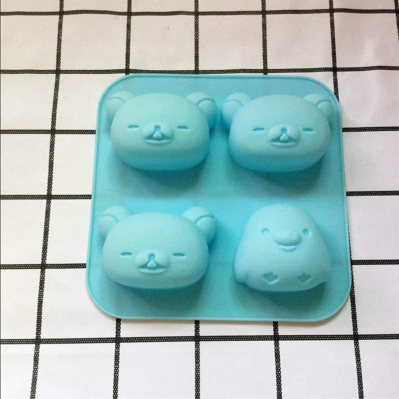 Silicone Bear Chicken Cake Mold Ice Lattice Chocolate Mold Hand Soap Mold Rice Cake Steamed Chinese Sponge Cake Steamed Mold New