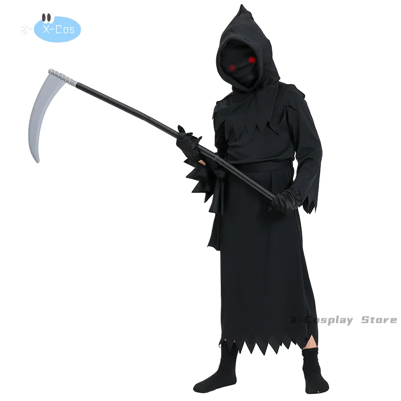 New Children's Halloween Cos Costume Grim Reaper Costume Cosplay Props Sickle Clothes Stage Performance Costume