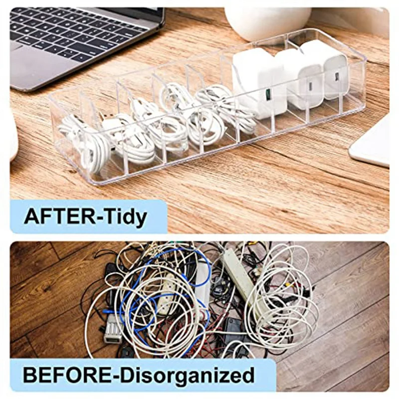 

4 Pcs Clear Charger Cord Organizer Box Electronics Cable Organizer Box With 40 Wire Ties