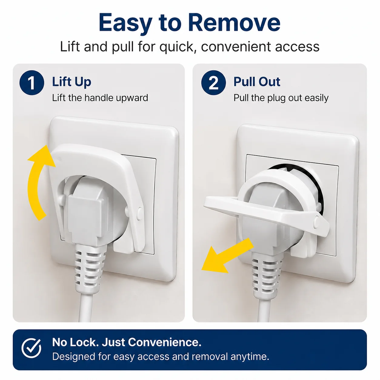 Easy-Grip European Type E/F Plug Puller, Reusable Hand- or Foot-Operated Power Plug Removal Tool for Tight and Hard-to-Reach Wal