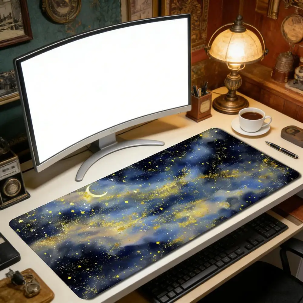 Starry Moon Night Lantern XXL Large Gaming Mouse Pad Non-Slip Rubber Desk Mat Keyboard Pad Computer Deskpad Gamer Accessories