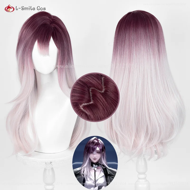 Game  Shalom Cosplay Wig 60cm Rose Gradient Pink Heat Resistant Synthetic Wigs Halloween Women Wigs + Wig Cap