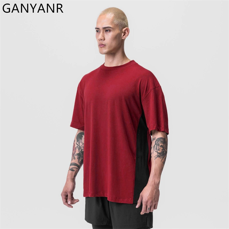 GANYANR Men's Running T-shirt Gym Fitness Sportswear Bodybuilding Short Sleeve Active Wear Summer Golf Training Exercise Dry Fit