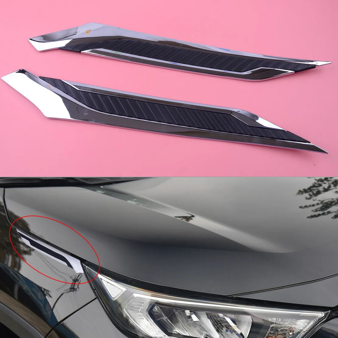 

DWCX 2pcs Car Front Headlight Eyebrow Cover Trim Molding Fit For Toyota RAV4 2019 2020