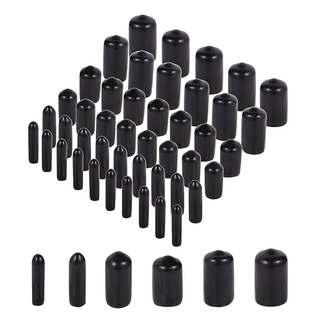 60pcs Rubber End Caps, Flexible Thread Protective Caps for Metal Tubes and Rods, Rubber Bolt Caps