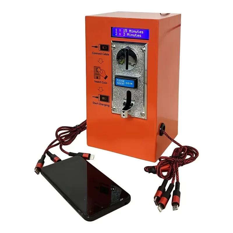2025 Trending Product Coin-Operated Cell Phone Charger Add 3-in-1 Charger Cable in Indoor Public Environment