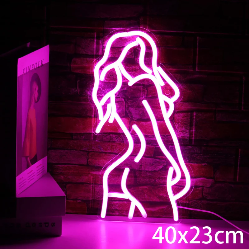 Insegne al neon da donna sexy Corpo donna Luce a led Decorazione della stanza Decorazione da parete Luce al neon per Bar Night Club Decorazioni per feste Luce acrilica USB
