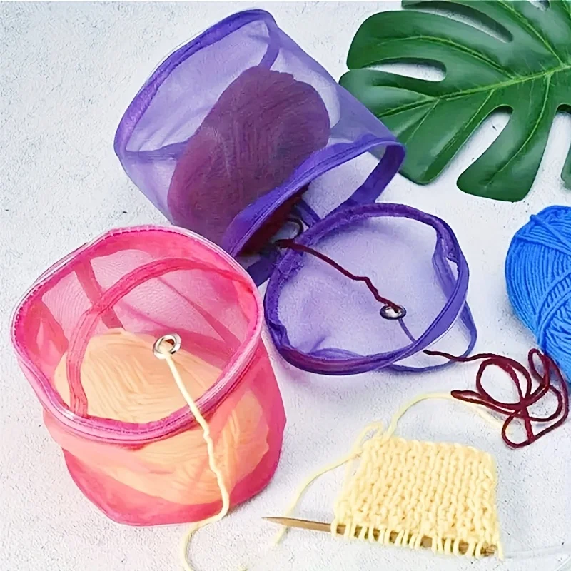 1pc Colorful Nylon Mesh Knitting & Crochet Storage Bag with Zipper Closure - Durable Craft Organizer for Yarn, Hooks, Needles