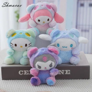 Tie Dye Sanrio Cartoon Peluche Simpatico Kuromi Hello Kitty My Melody Cinnamoroll Morbido Peluche Bambole Portachiavi Pendenti Regali di Coppia
