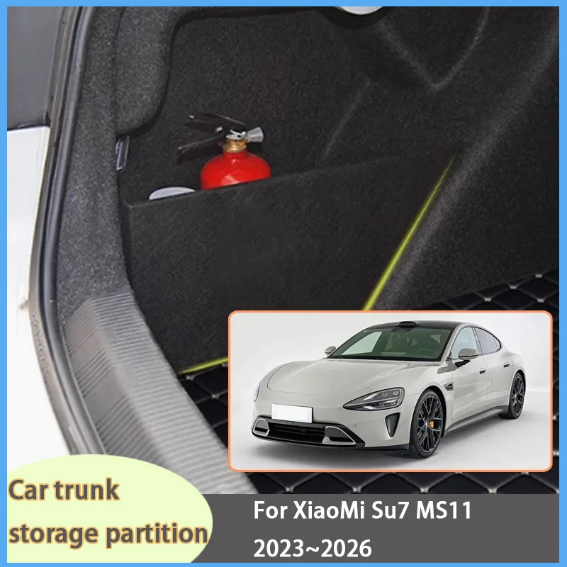 

For XiaoMi Su7 MS11 2023~2026 Car Organizer Thickening Trunk Side Partition Trunk Interior Storage Box Parts