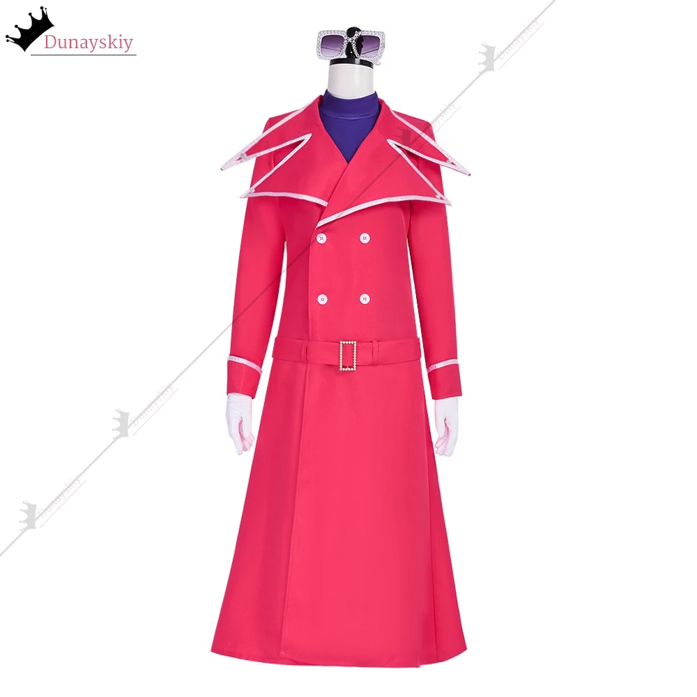 فالنتينا تأثيري حلي الوردي خندق معطف مع الزنانير مزدوجة الصدر طويلة الأكمام فالنتينا لعب الأدوار شعر مستعار أنيمي حفلة البدلة