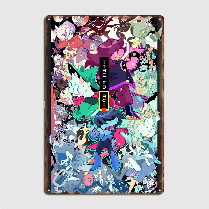 Deltarune: Time to Act Poster Metal Sign Bedroom Indoor Outdoor Home Decor Bar Custom Posters Wall Room Decorations