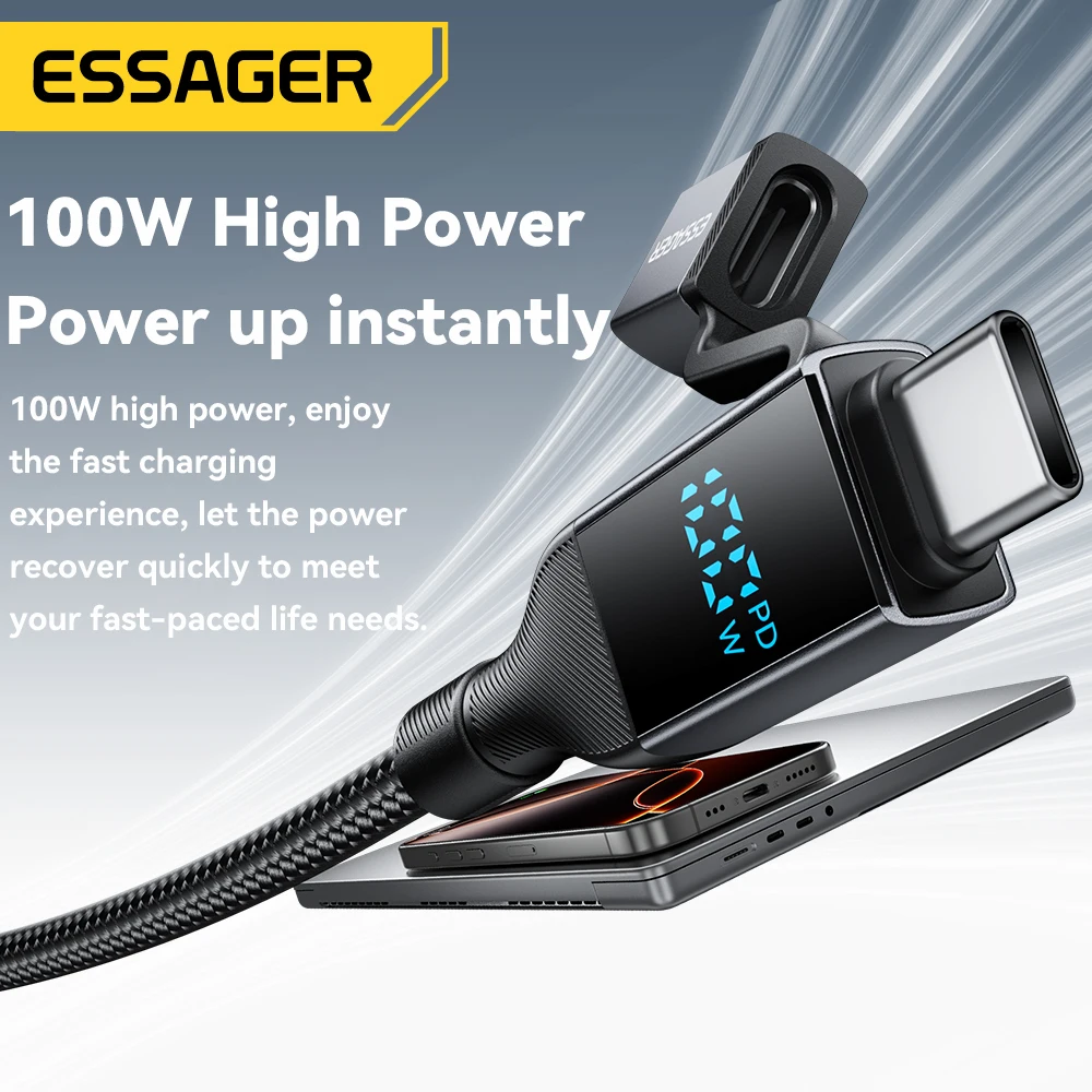 Essager 4 in 1 Type C To Type C Cable 100W PD Fast Charging Wire USB Type C Cable For IPhone16 15 14 Pro iPad Samsung Xiaomi 15