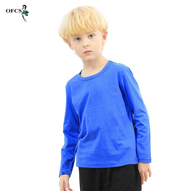 

Children's Clothing Boys Girls T-Shirt Spring Cartoon Long Sleeve Sweatshirt Solid Color 2-12Y Old Knitted Pullovers Best Seller