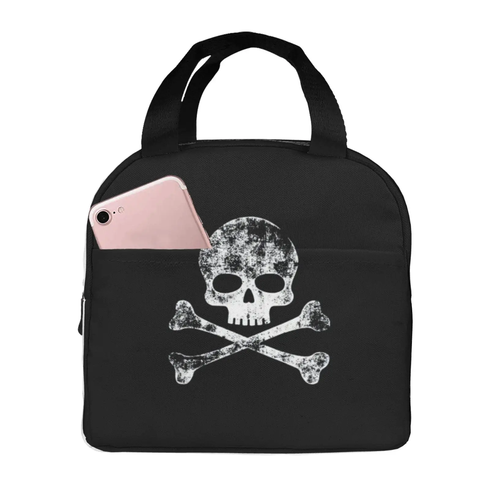 Skull Pattern Print Insulated Lunch Bag for School Waterproof Cooler Thermal Lunch Box Women Children Food Container Tote Bags