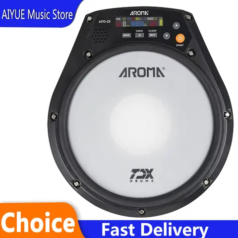 AROMA  APD-20 Electronic Mute Drum Beating Board 8 Inch Electronic Mute Drum Pad Vocal Metronome Training Percussion Instrument
