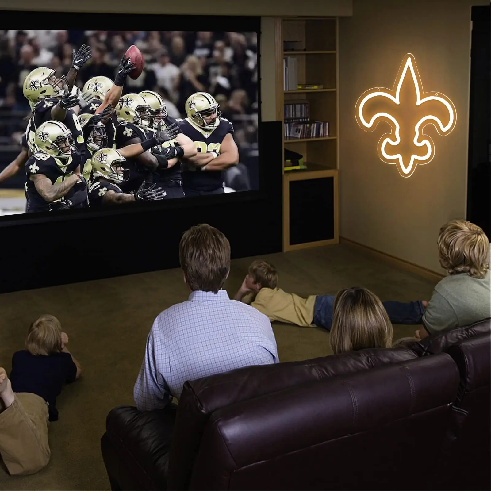 Saints Neon Sign Bar Pub Party Football Team Logo، أضواء نيون LED للرجال الكهف، سهلة التعليق، غرفة ألعاب جدار المكتب، USB