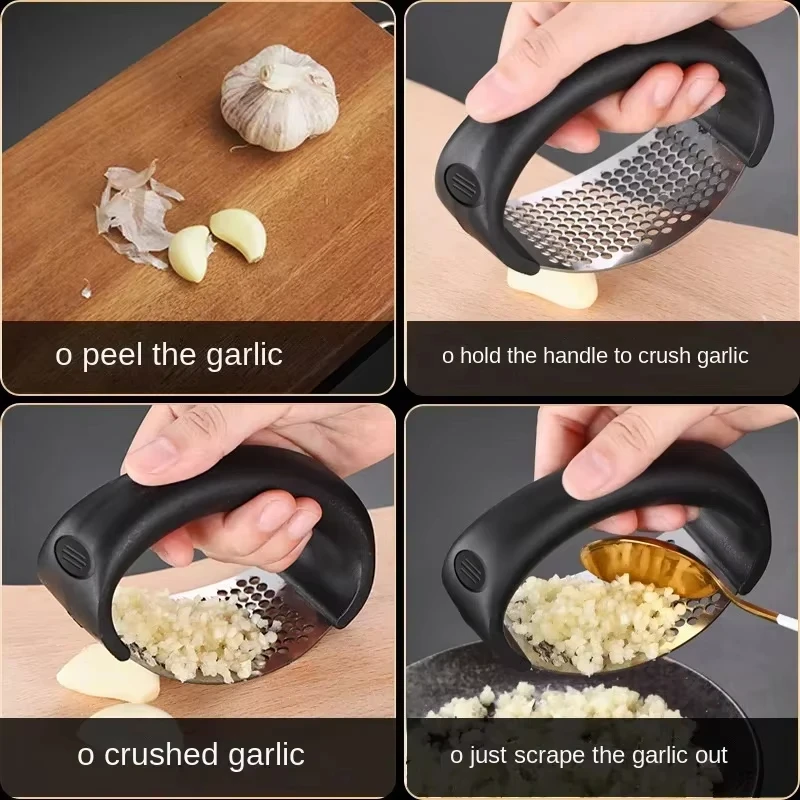 

Stainless steel garlic crusher manual garlic cutting machine cutting tool garlic curve design cooking tool kitchen tool