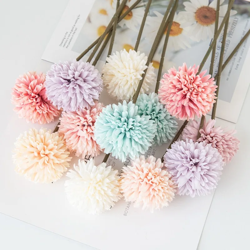 5Pcs Hydrangea Artificial Flower Fake Flowers Wedding Decoration Flores Artificiales Small Thorn Ball DIY Home Decoration FH05