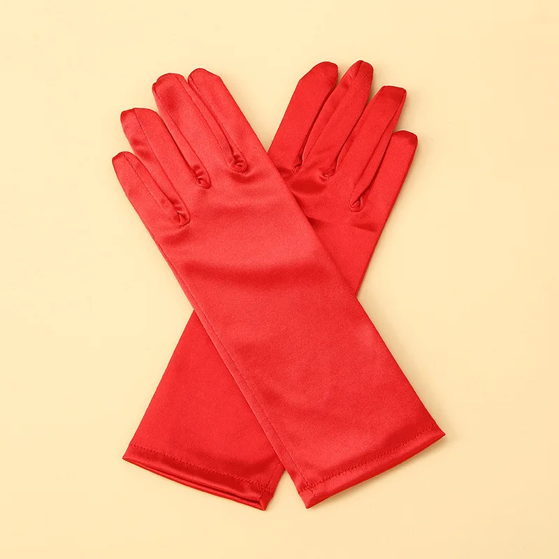 5-12 Years Girls Princess Accessories Kids Satin Gloves For Costume Children Birthday Halloween Party Cosplay Gloves Gift