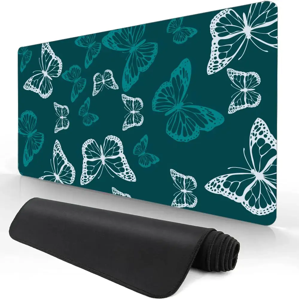 فراشة الفن ماوس الوسادة كبيرة الكمبيوتر مكتب ألعاب الجدول حصيرة XXL المطاط المضادة للانزلاق مخيط حافة لوحة المفاتيح الحصير قابل للغسل منصات مكتب