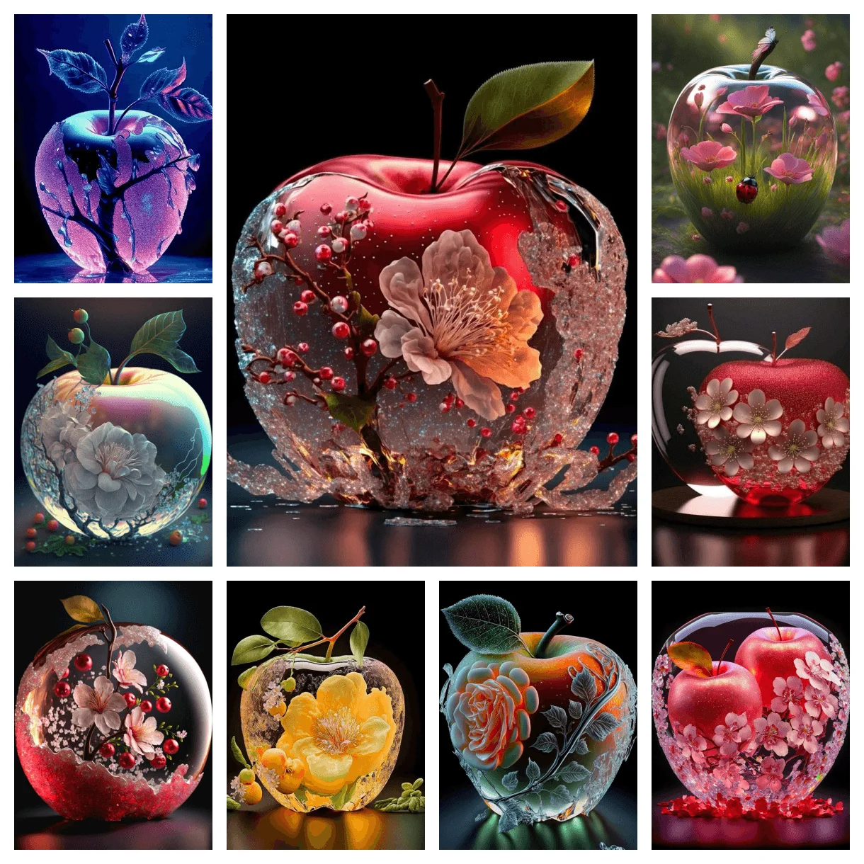 

AB Diamond Painting Dream Flower Apple Full Diamond DIY 5D Cross Stitch Diamond Embroidery Mosaic Home Decoration Painting Gift