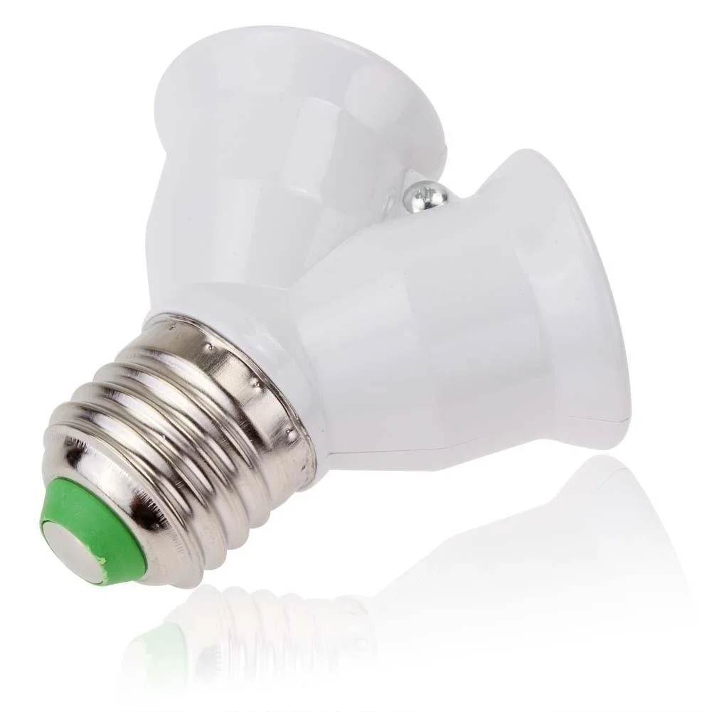 1 Pcs New E27 To 2‑E27 Splitter Adapter E27 LED Bulb Base Socket Screw Light Lamp Holder Converter Home Lighting Accessories