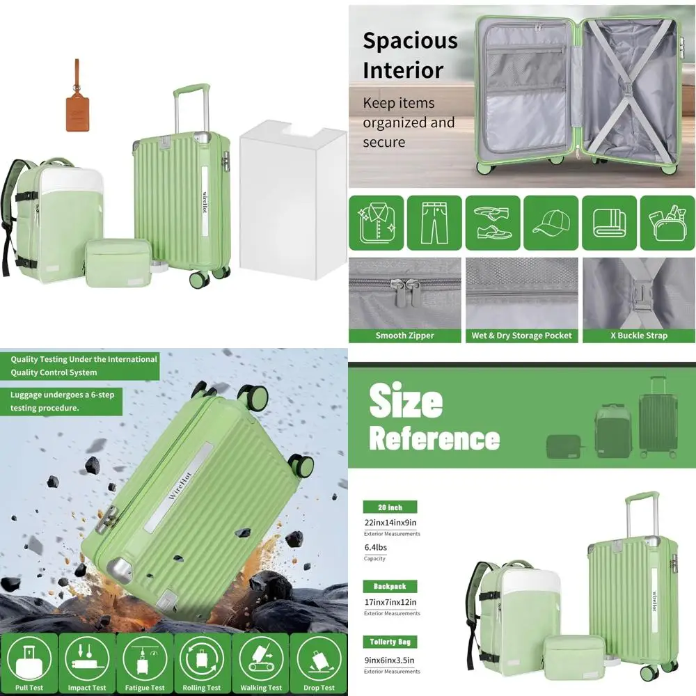 

Vintage Style Airline Approved Carry-On Luggage Set with Backpack, 20 Inch ABS+PC Hardshell Small Suitcase, Retro Design for Tra