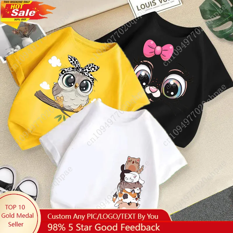 

2025 Summer New Cute Animal Fashion Printed Children's T-shirt Short Sleeve Fashion Pure Cotton Children's Clothing