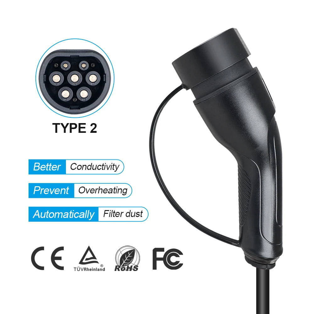 16/32A 3.6/7.2/11/22KW Type 2 EV Charger Plug Adaptor IEC 62169 Male/Female For Charging Station And Eletric Vehicle Connector