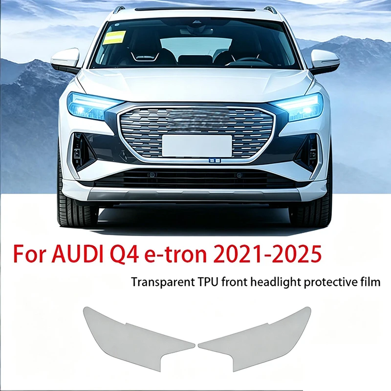 Fit for Audi Q4 E-tron 2021-2025 Smoked Black TPU PPF Anti Scratch Front Headlight Modification Protective Wrap Film Kit